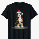 Funny Bernedoodle Christmas Graphics Dog Lights Lover Owner T-Shirt, 3XL
