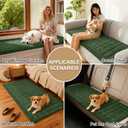 hyha Couch Covers for Dogs Washable, Non Slip Plush Dog Sofa Protectors, Fuzzy Pet Couch Covers for 3 Cushion Sofa Pet Friendly (Dark Green, 27.6" x 59")