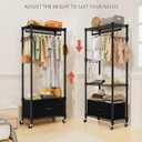 VyGrow Clothes Rack, Clothing Rack for Hanging Clothes, 3 Tiers Adjustable Closet Organizer System with Drawer | Hanging Rod | Side Hooks | Load 445lbs | 23" L x 13.1" W x 78.7" H | Black