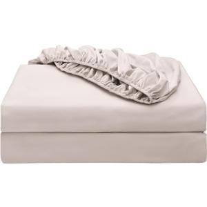 2-Pack Pure Cotton Fitted Sheet Twin Size, 600 Thread Count 16" Deep Pocket Egyptian Cotton Fitted Sheet (2pcs, Twin, Light Beige)