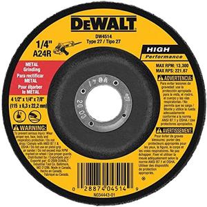 DEWALT DW4514 1/4" Thick Grinding Wheel with 4-1/2" Diameter and 7/8" Arbor