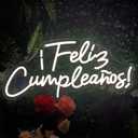Happy Birthday Banner Feliz Cumpleaos LED Neon Sign Larger for Wall Decor with USB Chain Light Modulator Reusable Custom Led Sign Art Decorations Bar Wedding Home 20.53"x9.44"(warm white A)