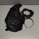 Angel Wings Costume Accessories-Feather Wings with Halo Headband Set for Adults, Lightweight Adjustable Fairy Wings,Cosplay (Black)