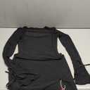 HYPERFIRE Women's Mesh Long Sleeve Square Neck Split Hem Party Club Cocktail Bodycon Mini Dress (Black)