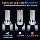 DYNOFIT 14mmx1.5 Wheel Lug Nuts, 32x Black M14x1.5 Lug Nut,Conical/Cone Bulge Seat, Closed End Long Extended XL Spline with 1 Socket Key Fits 8 Lug Aftermarket Wheels
