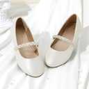 DREAM PAIRS Girls Mary Jane Dress Shoes Ballerina Flats for Wedding, Party (Toddler/Little Kid/Big Kid) 1 White