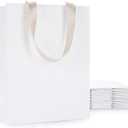 White Gift Bags, 10Pcs 8x4.25x10 Medium Paper Gift Bags with Handles, White Paper Shopping Bag Bulk, Merchandise, Goodie, Boutique Bag