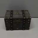 ELLDOO Wooden Treasure Chest with Lock, Vintage Pirate Chest Keepsakes Box for Kids Gifts, Handmade Treasure Storage Decorative Box for Jewelry Coins Collectibles, Medium