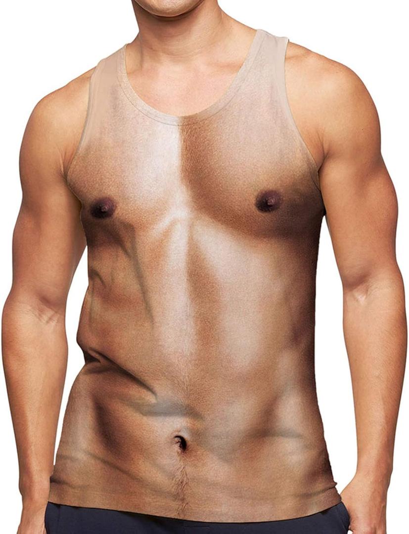 RAISEVERN Mens Tank Tops Summer Sleeveless Tee Cool Workout T-Shirts Beach Novelty Undershirts (S)