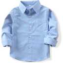 QBK Blue Long Sleeve Button Up Shirt,14-16yrs