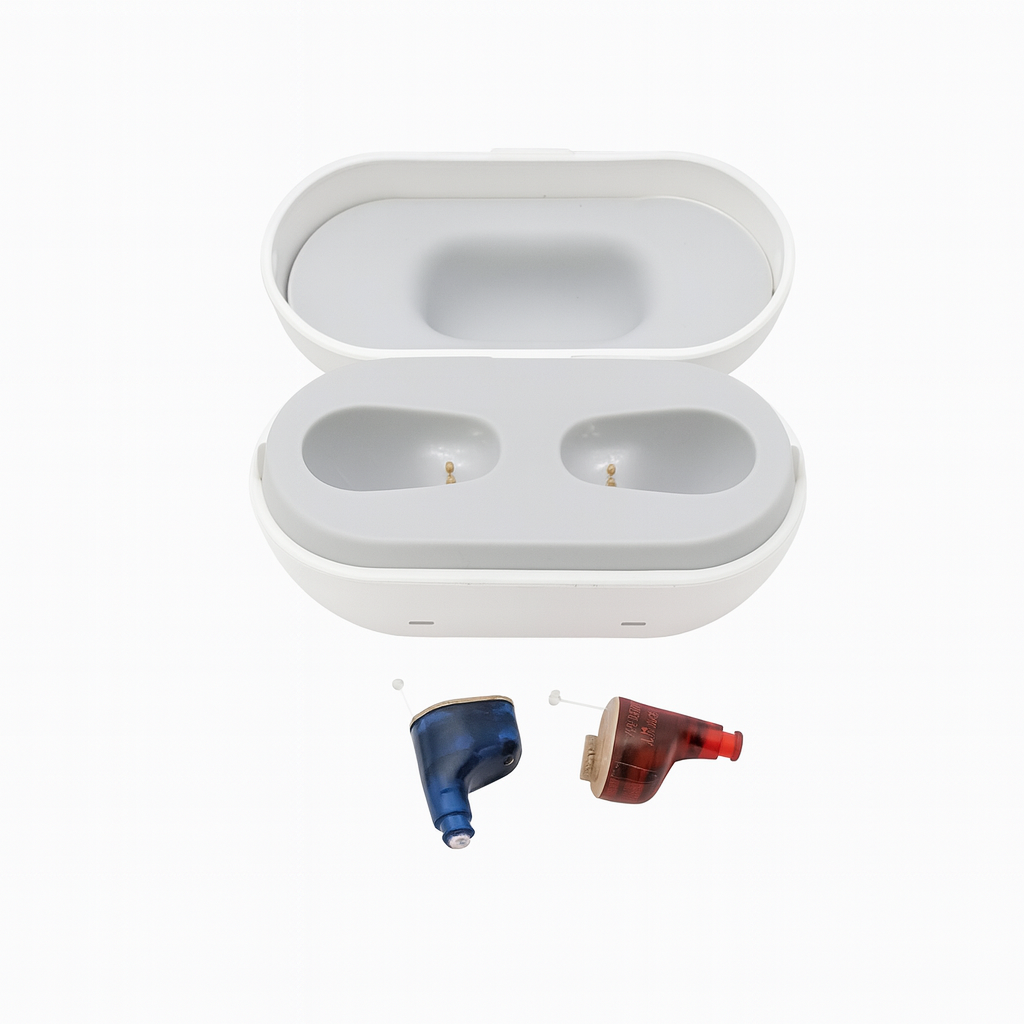 Hearing Amplifiers For Seniors - Rechargeable Small In-Ear Sound Aids with Charging Case