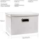 PRANDOM Collapsible Storage Bins with Lids [3-Pack] Leather Fabric Foldable Storage Boxes Organizer Containers Baskets Cube with Cover for Bedroom Closet Office Nursery White (14.9x10.8x10)