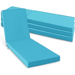 Chaise Lounge Cushions Outdoor Set of 4 - Waterproof and Fade Resistant Sun Lounger Replacement Cushions - Patio Lounger Pads with Removable Cover for Pool, Deck, Lawn, 80 x 26 x 3 Inch, Teal