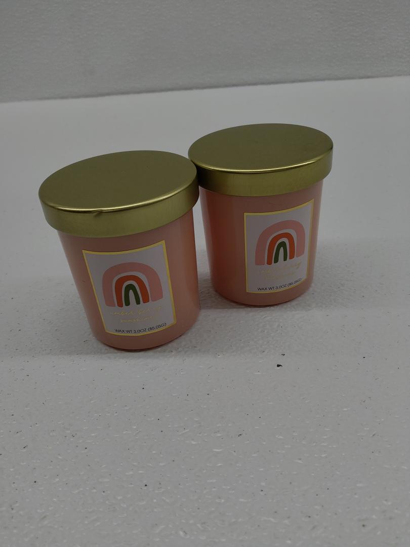 Sprayed Glass Candle W/Metal Lid Pink, Set of 2