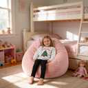 ENBAOHUI 3FT Faux Fur Comfy Memory Foam Bean Bag Chairs for Kids or Babies with Filling Bean Bag Sofa with Handle Super Soft Washable Faux Fur Fabric Lazy Sofa 3 Foot Pink