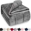 Wemore Sherpa Fleece Weighted Blanket for Adult, 15 lbs Dual Sided Cozy Fluffy Heavy Blanket, Ultra Fuzzy Throw Blanket with Soft Plush Flannel Top, 60 x 80 inches Grey on Both Sides