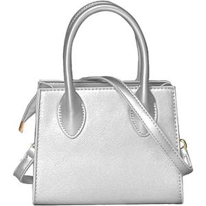 Small Crossbody Tote Bags for Women Faux Leather Cute Clutch Mini Purses and Handbags (Silver)