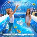 2026 Inflatable Pool with Sprinkler,Durable Blow up Pool with Big Backrest, Rectangle Kid Pool Backyard,Children Swimming Pool,Small Inflatable Kiddie Pool,Outdoor Water Pool for Kids,  71×41×25IN