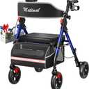 Walkers for Seniors, Rollator Walker with Seat, Walkers for Seniors with seat, 350 lb Capacity,with 8'' Big Wheels, Rolling Walker (Blue)