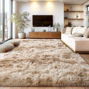 Upgrade NonSlip Plush Rugs for Living Room, Soft Shaggy Carpets for Living Room, Fuzzy Rugs for Kids' Room, Perfect Decor for Modern Home Tie Dye Camel 6x9 Feet