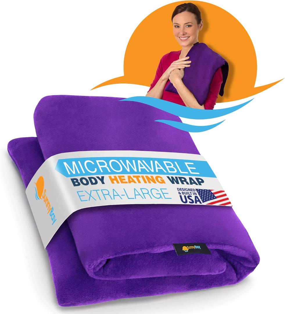 SunnyBay Extra Large Microwave Heating Pad, Microwavable Heavy Weighted Full Body Moist Hot Pack and Washable Fleece Cover, 10x24 Inches, 2.8 Lbs, Purple