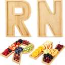 2 Pcs RN Charcuterie Board Letters 11 Inch Nursing Bamboo Food Serving Tray Rn Letters for Class of 2026 Congrats Party Supply Reusable Grad Table Centerpiece Decoration Snack Dish