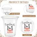 Foxtell 100-Pack Derby Plastic Cups, 14 oz Derby Theme Party Clear Plastic Cups, Thick Sturdy Disposable Tumbler with Horse Racing Design for Kentucky Race Party, Bars, Restaurants & Home Gatherings