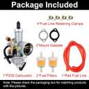 PZ30 Carburetor for 125cc 150cc 200cc 250cc 300cc ATV Dirt Bike Go Kart, 30mm Cable Choke Carb with Fuel Filter and Red Fuel Line and Gasket