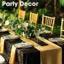Niuara Graduation Decorations Table Cloth for Rectangle Table and Table Runner Set - 3+3 Pack, Black and Gold Plastic Tablecloth Disposable for Birthday, Wedding, Baby Shower, New Year