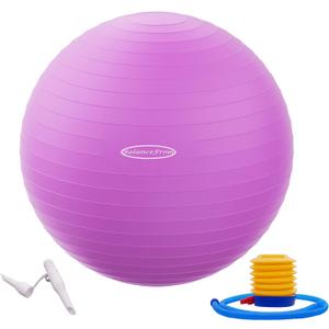 Fitvids Anti-Burst and Slip Resistant Exercise Yoga Ball with Quick Pump 48-55cm, M, Purple