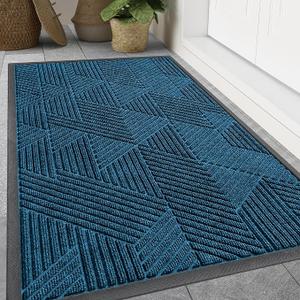 Smiry Front Door Mat Outside Entrance, Low Profile Rubber Doormat, 47x32
Irregular Triangle, Mixed Blue, Sturdy Heavy Duty Mat Trap Dirt and Moisture, Easy Clean for Indoor Outdoor Entry