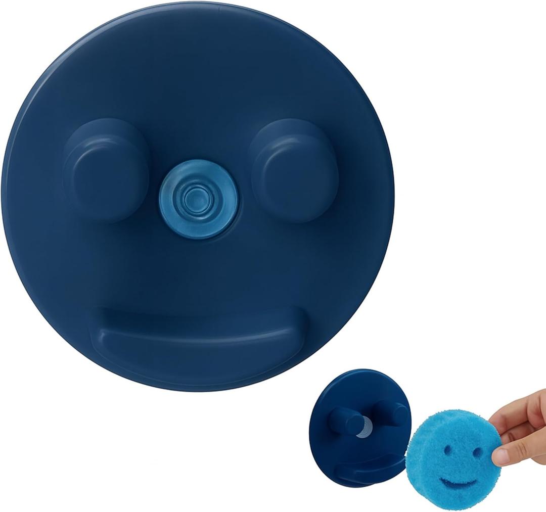 2 x NESTINDECOR Sponge Holder For Daddy Smiley Sponges,Sponge Caddy with Suction Cups,Sink Sponge Holder FOR Daddy and Mommy,Kitchen Sink Organizer,Navy Blue