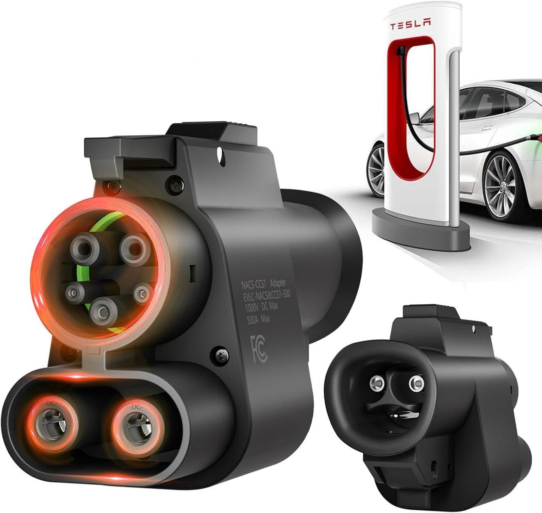 NACS to CCS Adapter, Electric Vehicle Adapter Compatible with Tesla Superchargers, Max 500A/1000V Fit for Ford/VoIvo/GM EVs 