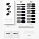 ohora Semi Cured Gel Nail Strips (N Party Night) - Dark, Glitter, Works with Any UV/LED Lamps, Salon-Quality, Long Lasting, Easy to Apply & Remove - Includes 2 Prep Pads, Nail File & Wooden Stick