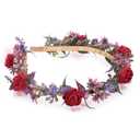 Women's Red Flower Crown Headband - Lace and Foam Hairband with Rose Floral Decoration, Suitable for Weddings, Parties, and Everyday Wear for Women