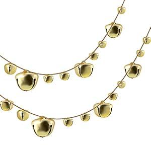 Yinder Garland Jingle Bell for Christmas Decorations Vintage Hanging Bell Garland on String for Christmas Tree Home Office Wall Door Decorations(Gold, 2 Pcs)