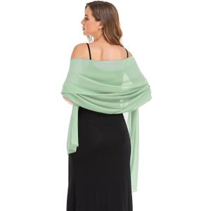 Shawls and Wraps for Evening Dresses Sheer Chiffon Women Elegant Soft Silky Wraps Wedding Bridal Scarf (79*18, Sage Green)