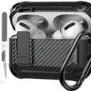 for Airpods Pro 2/1 Gen Case Cover with Lock (2019/2022/2023), Rugged Locking Case for Airpod Pro 2nd/1st Generation Shockproof Armor Protective Skin for Apple iPod Pro, Black