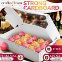 10 Pcs Cake Box with Window 19x14 Rectangular Half Sheet Cake Box Glossy Finish Bakery Boxes for Cakes, Cupcakes and Pastries Cardboard Packaging for Transport, Storage and Dessert Presentation