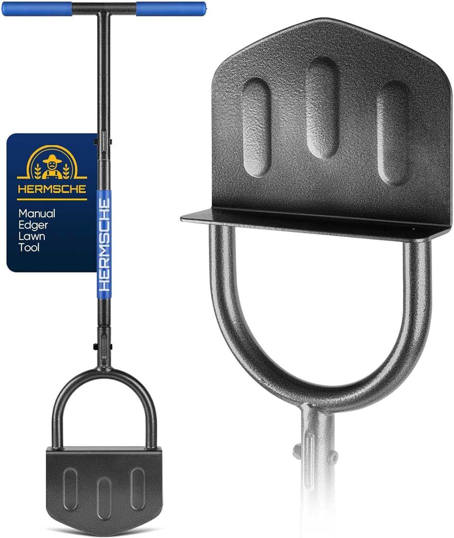 Hand Edger Lawn Tool, Sharp Half Moon Manual Grass Edger Tool with Soft T-Grip Handle for Garden, Yard, Sidewalk, Landscape, 38