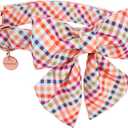 DOGWONG Fall Dog Collar with Removable Cute Bow Tie Adjustable Pet Collars - Soft Comfy Cotton Halloween Themed Pet Collar, Fall Dog Collar for Small Medium Large Dogs (K)