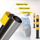 Safety Bollard Post, Bollards Steel 37 inch, Night Reflective Design, Traffic Bollards for Driveway, Warehouse, Parking Barrier (1 Pcs)