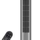 OLIXIS Tower Fan for Bedroom, 28dB Quiet Floor Standing Fan with Remote, 12H Timer, 5 Speeds, 4 Modes, LED Display, Portable Bladeless Oscillating Cooling Fan for Indoor, Home, Office - Grey