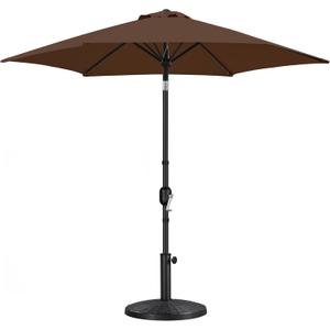 Yaheetech 9FT Patio Umbrella with 22lb Umbrella Base Included, Outdoor Market Umbrella with Push Button Tilt, Crank and Sturdy Ribs, Outdoor Yard Sun Shade w/Stand Heavy Duty Brown