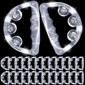 Yunsailing 24 Pack LED Light up Tambourines Musical Flashing Tambourine Toys Handheld Percussion Instrument Glow in The Dark Party Supplies for Teenagers Adults Wedding Party Favors (White)