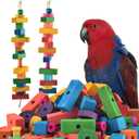 DBNESS Bird Toys for Parrot, 165 Pcs Colorful Multi-Shaped DIY Wooden Blocks Craft, Birds Cage Chewing Playing Training Toy for Cockatoos, Macaws, African Grey and Small Medium Parrots