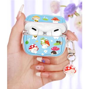 Coralogo for AirPods Pro/Pro 2nd Gen Case for Women - Cute & Protective Kawaii Girls Girly Unique Design Cover with Cartoon Acrylic Keychain Case for AirPods Pro & Pro 2, Mushroom