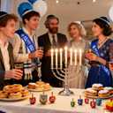 2 x Happy Hanukkah Sash, Blue Silver Happy Chanukah or Happy Hanukkah Sash, Merry Christmas Holiday Party Decorations, Ideas, Gifts, Jokes and Favors (Blue + Silver)