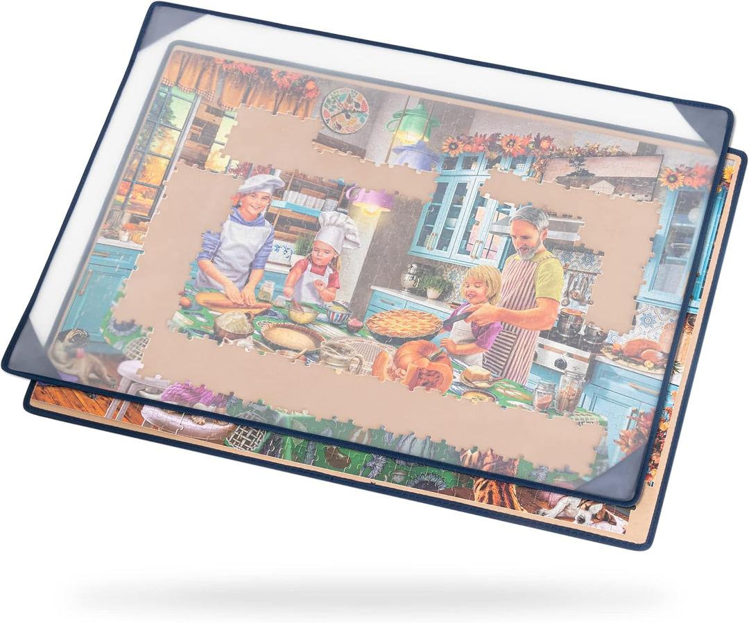 Tektalk Jigsaw Puzzle Board Portable Puzzle Mat with Puzzle Dustproof Cover for Puzzle Storage Puzzle Saver, Non-Slip Surface, Up to 1000 Pieces - Khaki