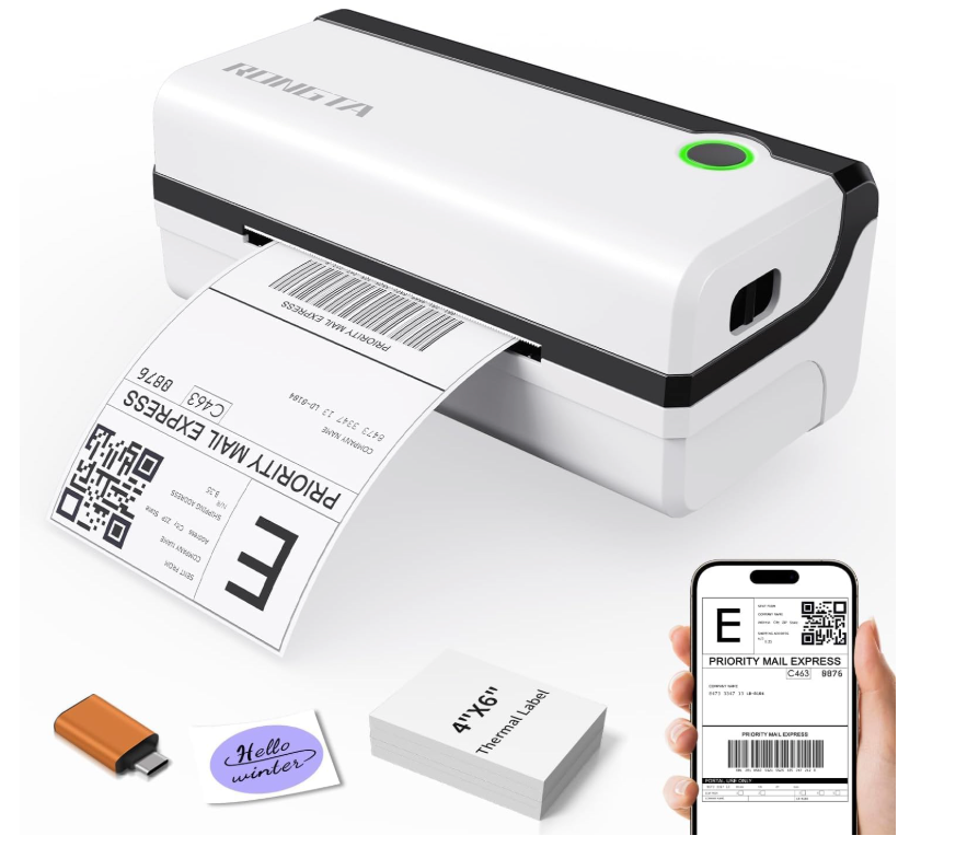 Rongta Bluetooth Thermal Shipping Label Printer, Wireless 4x6 Shipping Label Printer for Packages, Support Android&iPhone and Windows, Widely Used for Amazon, Shopify, Etsy, USPS